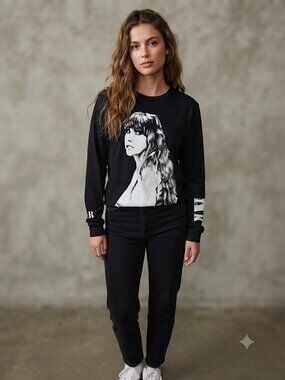 Taylor Swift Black Graphic Long-Sleeve Top